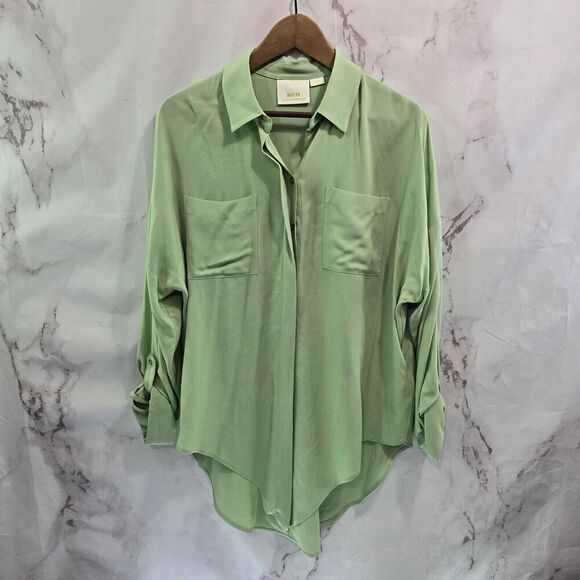 Anthropologie Shirt Womens Medium Button Front Tie Sandbridge Maeve - Picture 1 of 12